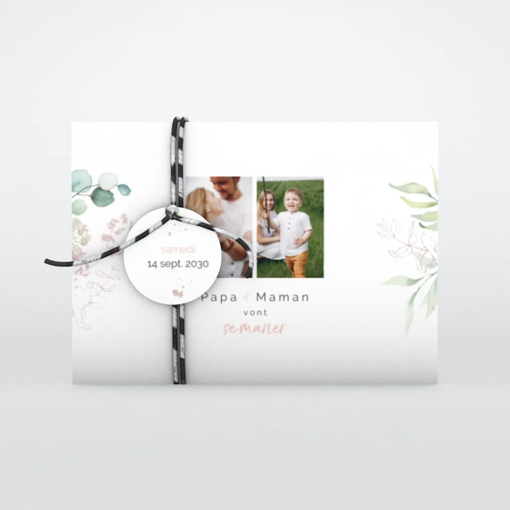 Faire-part Mariage Champêtre^Planet cards Amour et Eucalyptus