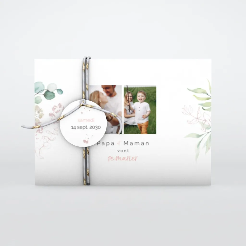 Faire-part Mariage Champêtre^Planet cards Amour et Eucalyptus