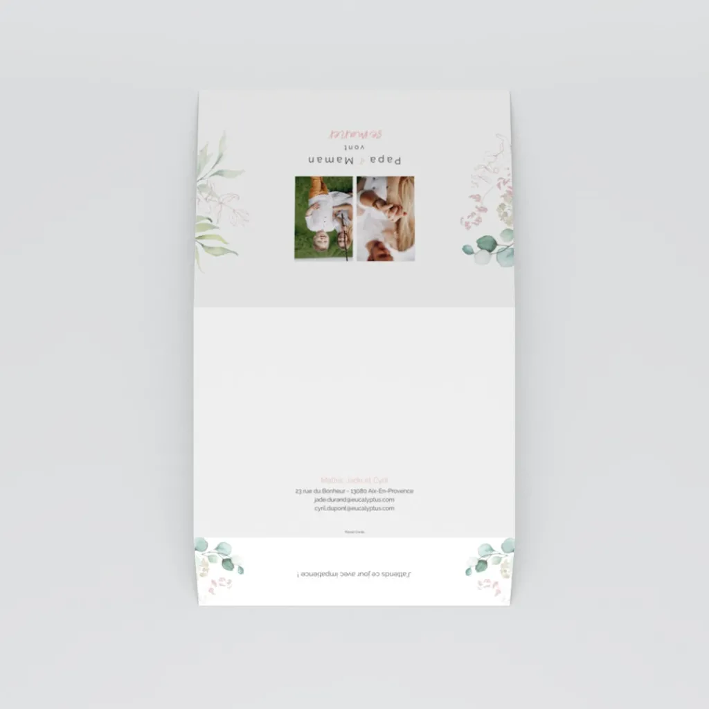Faire-part Mariage Champêtre^Planet cards Amour et Eucalyptus