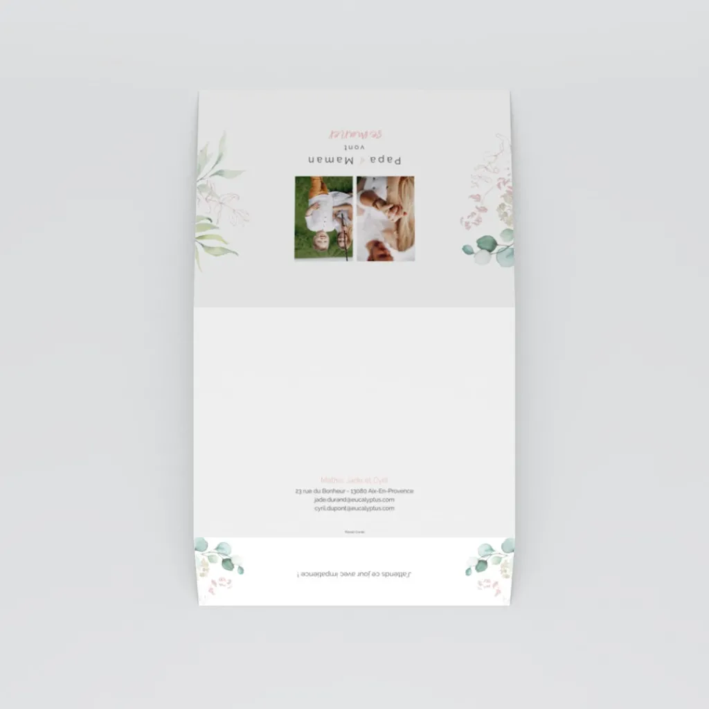 Faire-part Mariage Champêtre^Planet cards Amour et Eucalyptus
