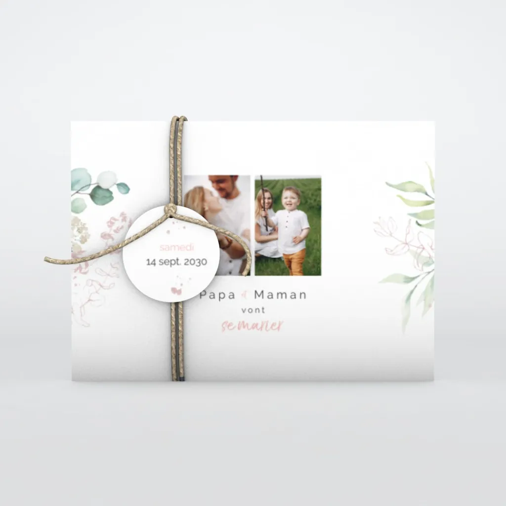Faire-part Mariage Champêtre^Planet cards Amour et Eucalyptus