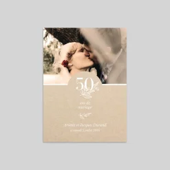 Carte Invitation Noces D'or | Carte Invitation Noces D'or^Planet cards Amour Kraft et Or