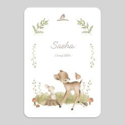 Faire-part Naissance Animaux | Faire-part Naissance Fille^Planet cards Animaux de la forêt