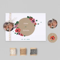 Faire-part Mariage Champêtre^Planet cards Anémones et Eucalyptus