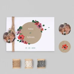 Faire-part Mariage Champêtre^Planet cards Anémones et Eucalyptus