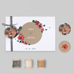 Faire-part Mariage Champêtre^Planet cards Anémones et Eucalyptus