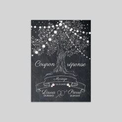 Coupon-réponse Mariage^Planet cards Arbre lumineux