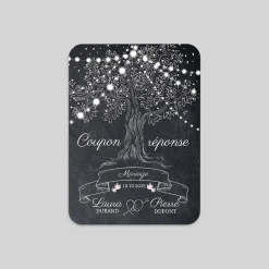 Coupon-réponse Mariage^Planet cards Arbre lumineux