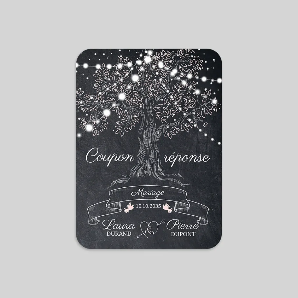 Coupon-réponse Mariage^Planet cards Arbre lumineux