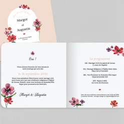 Faire-part Mariage Champêtre^Planet cards Arche et Anémones Aquarelles