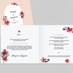 Faire-part Mariage Champêtre^Planet cards Arche et Anémones Aquarelles