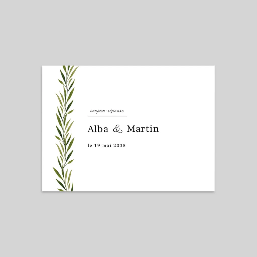 Coupon-réponse Mariage^Planet cards Arche et Feuillage