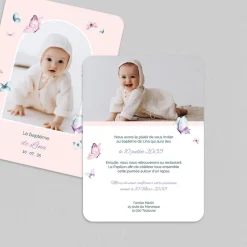 Faire-part Baptême Champêtre | Faire-part Baptême Fille^Planet cards Arche et Papillons