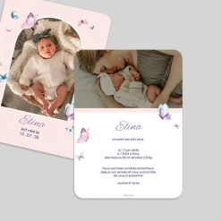 Faire-part Naissance Animaux | Faire-part Naissance Fille^Planet cards Arche et Papillons Délicats