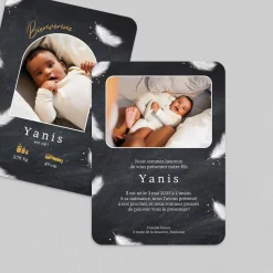 Faire-part Naissance Garçon^Planet cards Arche, Plume et Ardoise