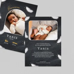 Faire-part Naissance Garçon^Planet cards Arche, Plume et Ardoise