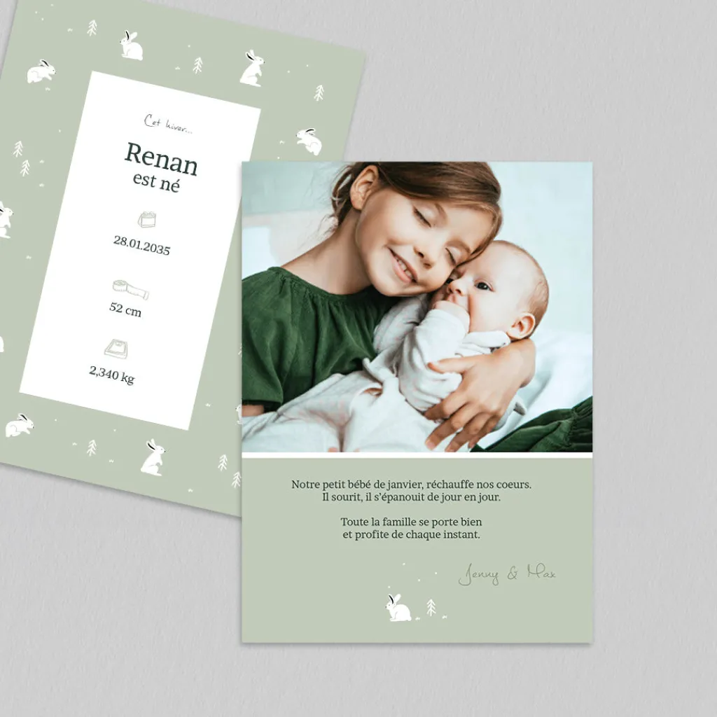 Faire-part Naissance Animaux | Faire-part Naissance Garçon^Planet cards Arctique Lapin