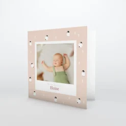 Faire-part Naissance Animaux^Planet cards Arctique Pingouin et photo vintage