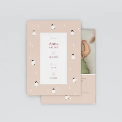 Faire-part Naissance Animaux^Planet cards Arctique Pingouin et photo vintage