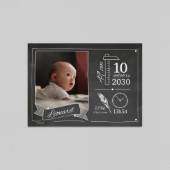 Faire-part Naissance Original | Faire-part Naissance Magnet^Planet cards Ardoise, symboles et poids