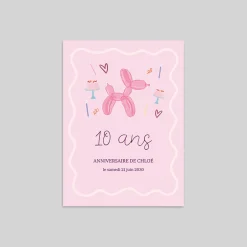 Carte Invitation Anniversaire Enfant Animaux | Carte Invitation Anniversaire Enfant Fille^Planet cards Ballon chien