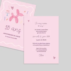 Carte Invitation Anniversaire Enfant Animaux | Carte Invitation Anniversaire Enfant Fille^Planet cards Ballon chien