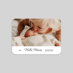 Carte Remerciement Naissance Classique | Carte Remerciement Naissance Magnet^Planet cards Bandeau et Coeur