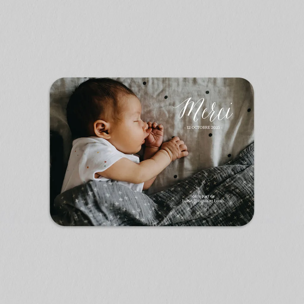 Carte Remerciement Naissance Classique | Carte Remerciement Naissance Magnet^Planet cards Bébé en Photo