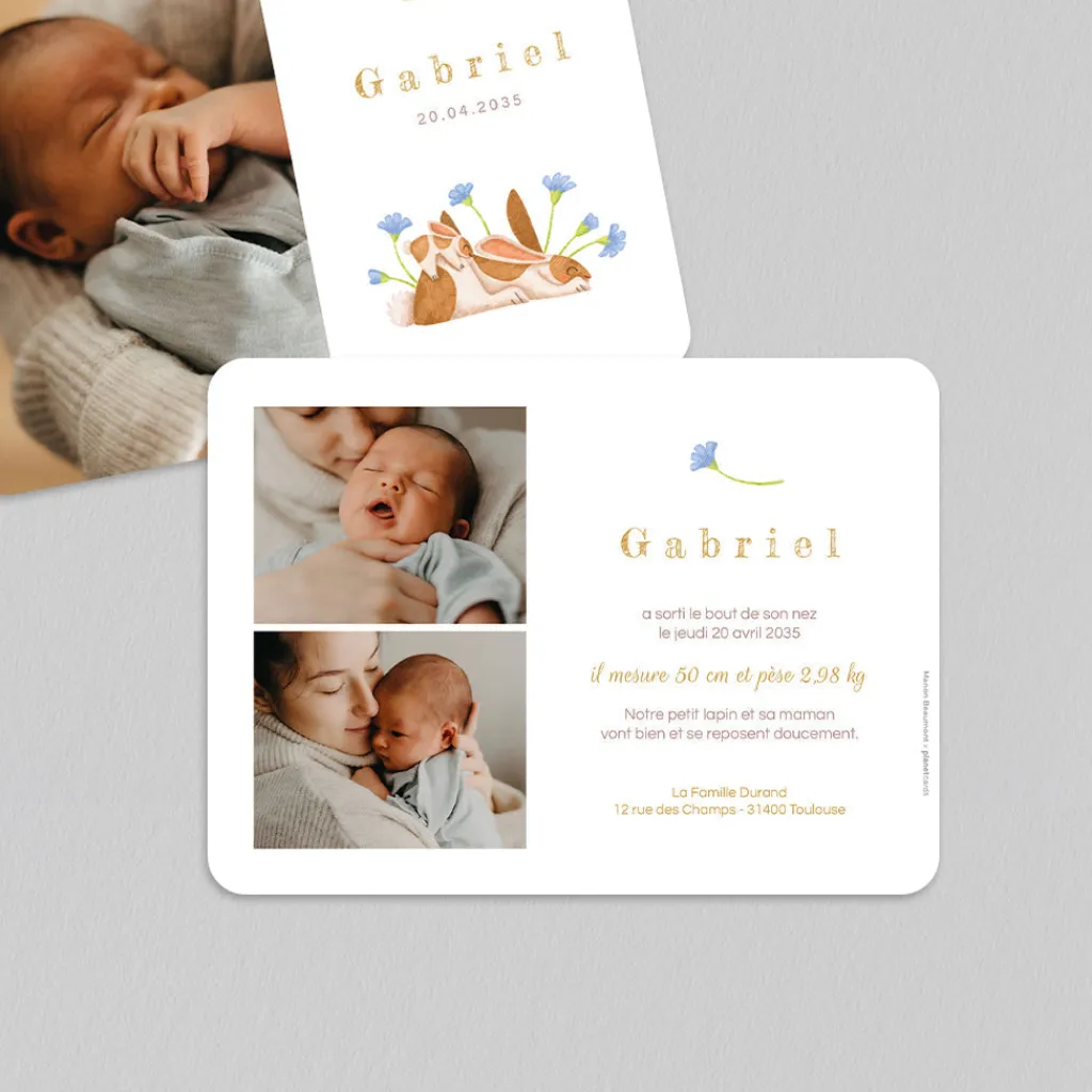 Faire-part Naissance Animaux | Créations En Collaboration^Planet cards Bébé et Maman Lapin