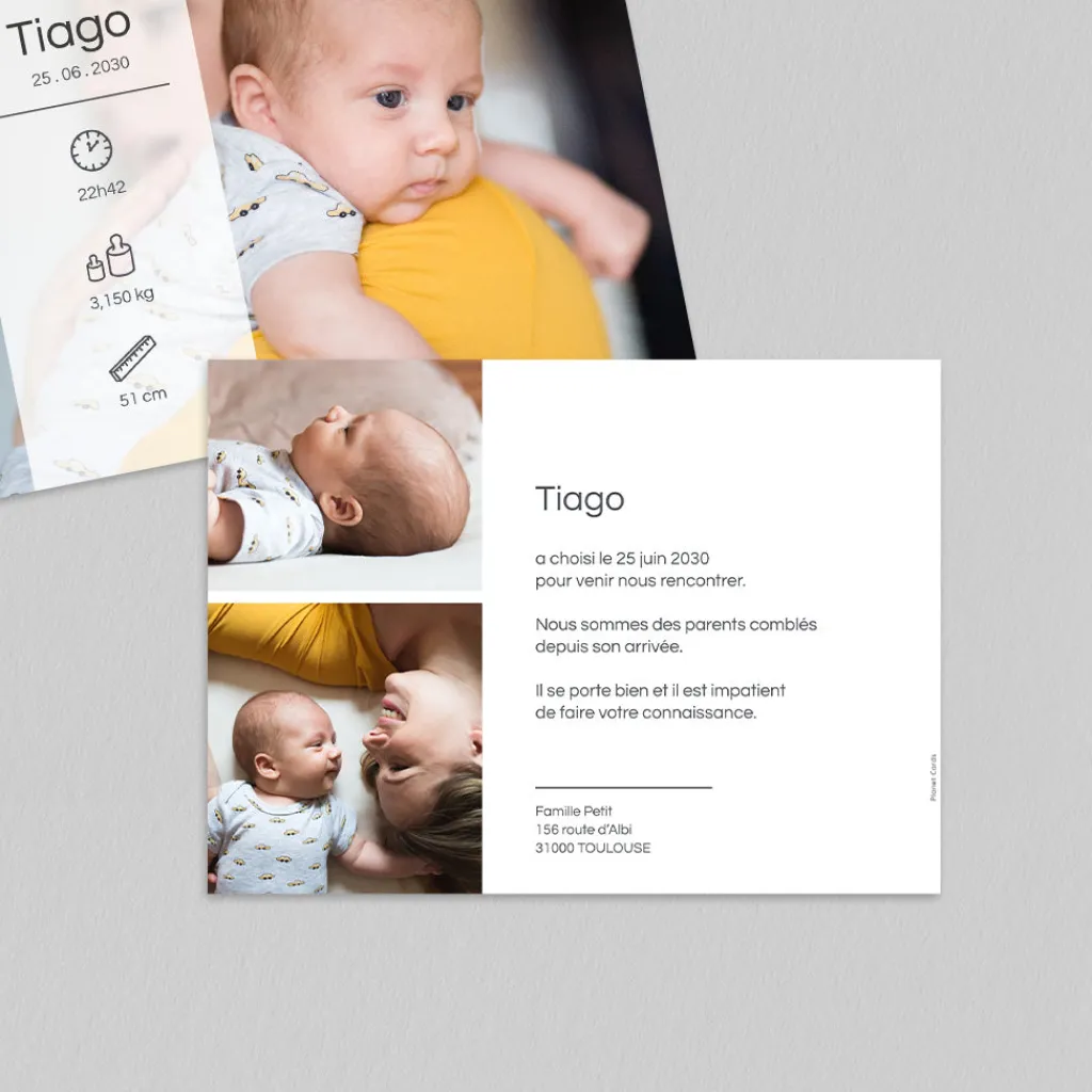 Faire-part Naissance Garçon^Planet cards Bébé et Pictos
