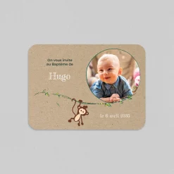 Faire-part Baptême Civil^Planet cards Bébé Singe Jungle