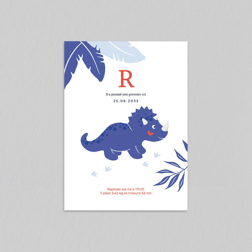 Faire-part Naissance Animaux | Faire-part Naissance Garçon^Planet cards Bébé Triceratops