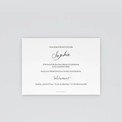 Carte Remerciement Naissance Classique^Planet cards Belle Calligraphie