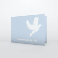 Faire-part Communion^Planet cards Belle colombe blanche