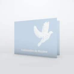 Faire-part Communion^Planet cards Belle colombe blanche