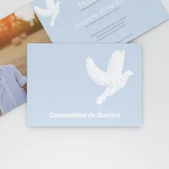 Faire-part Communion^Planet cards Belle colombe blanche