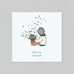 Créations En Collaboration | Faire-part Naissance Garçon^Planet cards Béguin et Petites Feuilles