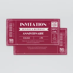 Carte Invitation Anniversaire Adulte Vintage^Planet cards Billet VIP