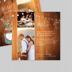 Carte Remerciement Mariage Champêtre^Planet cards Bocal fleuri
