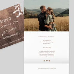 Faire-part Mariage Champêtre | Gamme Complète^Planet cards Bois et Proverbe
