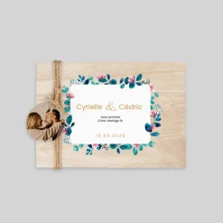 Faire-part Mariage Champêtre^Planet cards Bois Floral