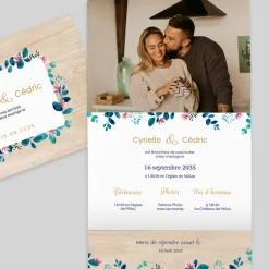 Faire-part Mariage Champêtre^Planet cards Bois Floral