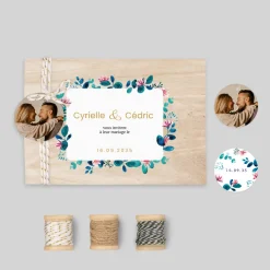 Faire-part Mariage Champêtre^Planet cards Bois Floral