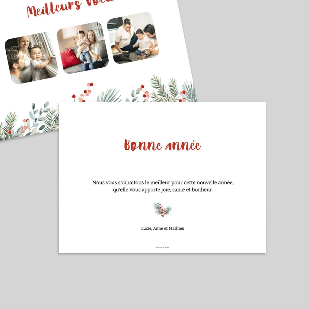 Carte De Vœux Famille | Carte De Vœux Nature^Planet cards Bonne Année Florale