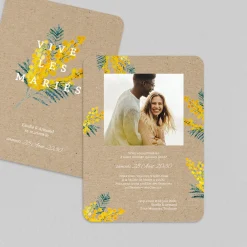 Faire-part Mariage Champêtre^Planet cards Bouquet de Mimosa