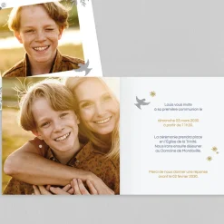 Faire-part Communion^Planet cards Branches et Colombes