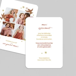 Carte Remerciement Communion^Planet cards Branches et Colombes Fille