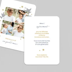 Carte Remerciement Communion^Planet cards Branches et Colombes Garçon