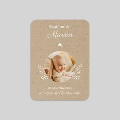 Faire-part Baptême Champêtre^Planet cards Brin d'Herbe endormi et Kraft
