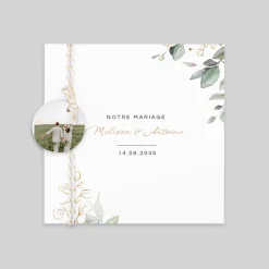Faire-part Mariage Champêtre^Planet cards Brins d'eucalyptus